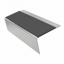 Aluminium Stair Nosing Rake Back 2.44m 70mm Single Channel, dark grey insert, Satin Silver finish