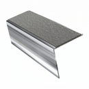 Aluminium rake back stair nosing 56 x 56mm, Everest Exterior Grip insert, Mirrorflect Silver finish