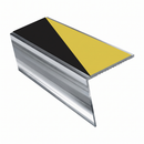 Rake Back Aluminium Stair Nosing 2.44m 56mm Tread PVC Inse, hazard insert, Mirrorflect Silver finish