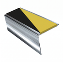 Heavy Duty Rake Back Aluminium Stair Nosing 3.22m, 62 x 56, hazard insert, Mirrorflect Silver finish