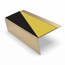 Aluminium Stair Nosing Rake Back 2.44m 70mm Single Channel, hazard insert, Satin Bronze finish
