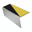 Heavy Duty Rake Back Aluminium Stair Nosing 2.44m, 62 x 56, hazard insert, Satin Silver finish