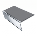 Aluminium Stair Nosing 3.22m 46mm Tread 25mm Riser Rake Ba, mid grey insert, Mirrorflect Silver finish