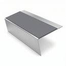Aluminium Stair Nosing 3.22m 70mm Tread Custom Finishes, mid grey insert, Satin Silver finish