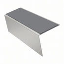 Heavy Duty Rake Back Aluminium Stair Nosing 2.44m, 62 x 56, mid grey insert, Satin Silver finish