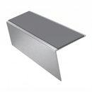 Rake Back Aluminium Stair Nosing 2.44m 56mm Tread PVC Inse, mid grey insert, Satin Silver finish