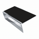 Aluminium Stair Nosing 3.22m 46mm Tread 25mm Riser Rake Ba, premium black insert, Mirrorflect Silver finish