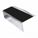 Rake Back Stair Nosing 2.75m 70mm Tread Anti Slip Vinyl, premium black insert, Mirrorflect Silver finish