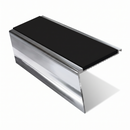 Heavy Duty Rake Back Aluminium Stair Nosing 2.75m, 62 x 56, premium black insert, Mirrorflect Silver finish