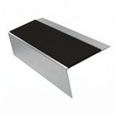 Aluminium Stair Nosing Rake Back 2.44m 70mm Single Channel, premium black insert, Satin Silver finish