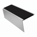 Heavy Duty Rake Back Aluminium Stair Nosing 3.22m, 62 x 56, premium black insert, Satin Silver finish