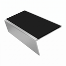 Aluminium Stair Nosing 3.22m 46mm Tread 25mm Riser Rake Ba, premium black insert, Satin Silver finish