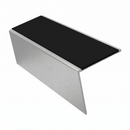 Heavy Duty Aluminium Stair Nosing 3.22m Slip Resistant, premium black insert, Satin Silver finish