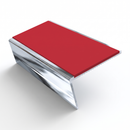 Aluminium Stair Nosing 2.75m 46mm Tread 25mm Riser, red insert, Mirrorflect Silver finish