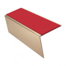Heavy Duty Rake Back Aluminium Stair Nosing 2.44m, 62 x 56, red insert, Satin Bronze finish