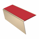 Heavy Duty Aluminium Stair Nosing 3.22m Slip Resistant, red insert, Satin Bronze finish