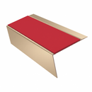 Aluminium Stair Nosing 3.22m 70mm Tread Custom Finishes, red insert, Satin Bronze finish