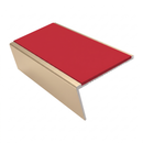 Carpet Stair Nosing 2.44m Aluminium Rake Back PVC Insert, red insert, Satin Bronze finish