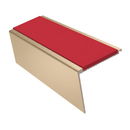 Heavy Duty Rake Back Aluminium Stair Nosing 2.75m, 62 x 56, red insert, Satin Bronze finish
