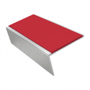 Aluminium Stair Nosing 3.22m 46mm Tread 25mm Riser Rake Ba, red insert, Satin Silver finish