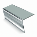 Rake Back Aluminium Stair Nosing 2.44m 56mm Tread PVC Inse, sage green insert, Mirrorflect Silver finish