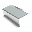 Rake Back Stair Nosing 2.75m 70mm Tread Anti Slip Vinyl, sage green insert, Mirrorflect Silver finish