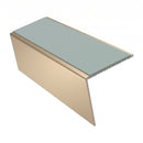 Heavy Duty Rake Back Aluminium Stair Nosing 2.44m, 62 x 56, sage green insert, Satin Bronze finish