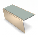 Rake Back Aluminium Stair Nosing 2.44m 56mm Tread PVC Inse, sage green insert, Satin Bronze finish