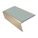 Aluminium Stair Nosing 2.75m 46mm Tread 25mm Riser, sage green insert, Satin Bronze finish