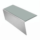 Heavy Duty Rake Back Aluminium Stair Nosing 2.44m, 62 x 56, sage green insert, Satin Silver finish