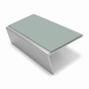 Aluminium Stair Nosing 3.22m 46mm Tread 25mm Riser Rake Ba, sage green insert, Satin Silver finish