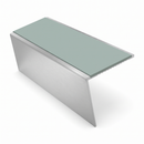 Rakeback Aluminium Stair Nosing 2.75m 56mm Custom Finishes, sage green insert, Satin Silver finish