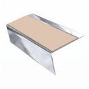 Aluminium Stair Nosing Rake Back 2.44m 70mm Single Channel, sahara insert, Mirrorflect Silver finish
