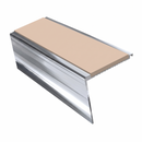 Heavy Duty Rake Back Aluminium Stair Nosing 3.22m, 62 x 56, sahara insert, Mirrorflect Silver finish