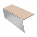 Heavy Duty Rake Back Aluminium Stair Nosing 2.44m, 62 x 56, sahara insert, Satin Silver finish