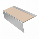 Aluminium Stair Nosing Rake Back 2.44m 70mm Single Channel, sahara insert, Satin Silver finish