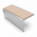 Heavy Duty Rake Back Aluminium Stair Nosing 2.75m, 62 x 56, sahara insert, Satin Silver finish