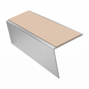 Rakeback Aluminium Stair Nosing 2.75m 56mm Custom Finishes, sahara insert, Satin Silver finish