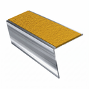 Aluminium rake back stair nosing 56 x 56mm, Solar Mor Grip insert, Mirrorflect Silver finish