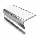 Heavy Duty Rake Back Aluminium Stair Nosing 3.22m, 62 x 56, white insert, Mirrorflect Silver finish
