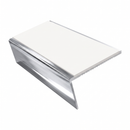 Carpet Stair Nosing 2.44m Aluminium Rake Back PVC Insert, white insert, Mirrorflect Silver finish