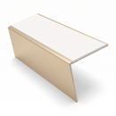 Rake Back Aluminium Stair Nosing 2.44m 56mm Tread PVC Inse, white insert, Satin Bronze finish