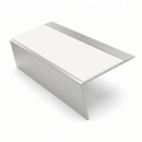 Rake Back Stair Nosing 2.75m 70mm Tread Anti Slip Vinyl, white insert, Satin Silver finish