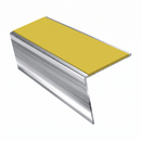 Rakeback Aluminium Stair Nosing 2.75m 56mm Custom Finishes, yellow insert, Mirrorflect Silver finish