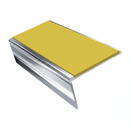 Aluminium Stair Nosing 2.75m 46mm Tread 25mm Riser, yellow insert, Mirrorflect Silver finish