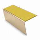 Heavy Duty Aluminium Stair Nosing 3.22m Slip Resistant, yellow insert, Satin Bronze finish