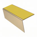 Heavy Duty Rake Back Aluminium Stair Nosing 2.44m, 62 x 56, yellow insert, Satin Bronze finish