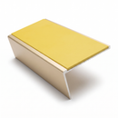 Carpet Stair Nosing 2.44m Aluminium Rake Back PVC Insert, yellow insert, Satin Bronze finish