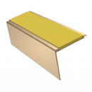 Heavy Duty Rake Back Aluminium Stair Nosing 3.22m, 62 x 56, yellow insert, Satin Bronze finish