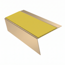 Aluminium Stair Nosing 3.22m 70mm Tread Custom Finishes, yellow insert, Satin Bronze finish